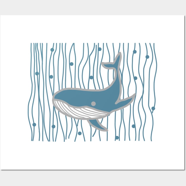 Whale - Blue Wall Art by Design Fern